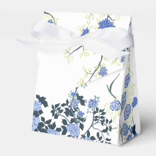 Blauw Bloemen Chinoiserie Party Favor Bag Bedankdoosjes (Voorkant Zijde)