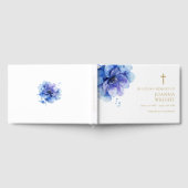 Blauw Bloemen Christelijk in Loving Memory Begrafe Gastenboek (Volledig)