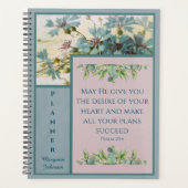 Blauw Bloemen Christelijk Planner met Bijbelvers (Voorkant)