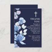 Blauw Bloemen Christelijke Viering van het Leven B Bedankkaart (Voorkant / Achterkant)