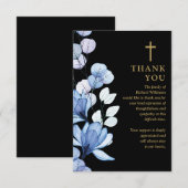 Blauw Bloemen Christelijke Viering van het Leven B Bedankkaart (Voorkant / Achterkant)