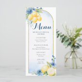 Blauw Bloemen Citroen Main Squeeze Baby shower Men Menu (Staand voorkant)