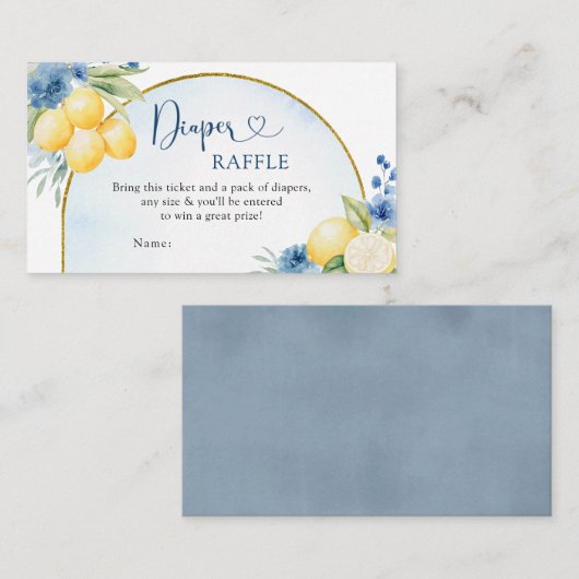 Blauw Bloemen Citroen Main Squeeze Luier Raffle Ka Informatiekaartje (Voorkant / Achterkant)