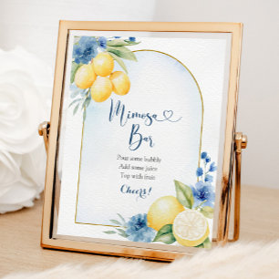 Blauw Bloemen Citroen Main Squeeze Mimosa Bar Poster