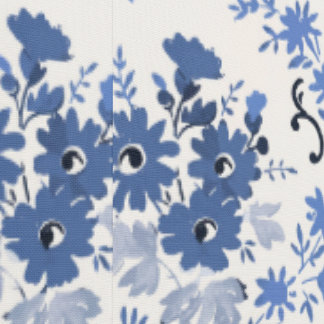 Blauw Bloemen Damask Behang