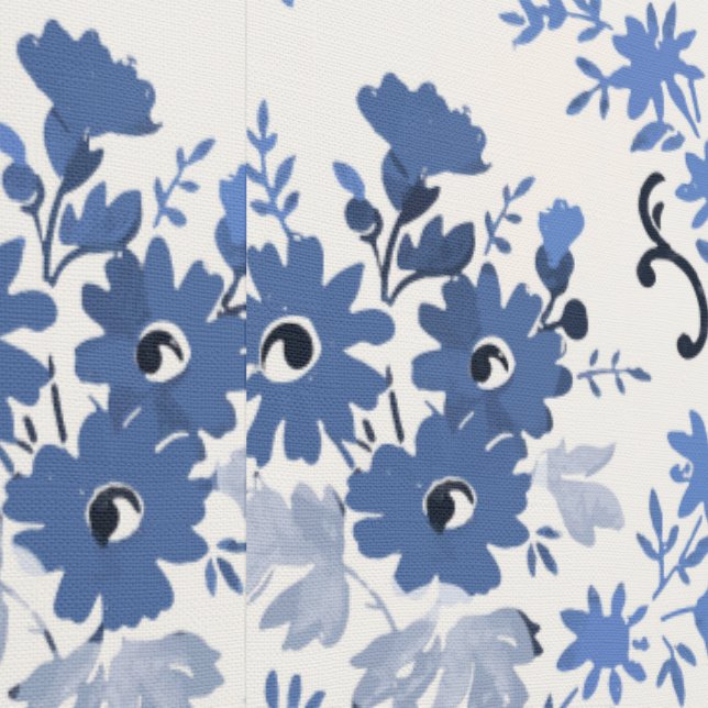  Blauw Bloemen Damask Behang (Zoom)