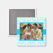 Blauw Bloemen Damask Bruiloft Dank u Gift Magneet (Voorkant / Achterkant)