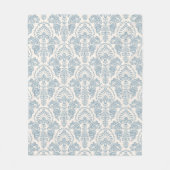 Blauw Bloemen Damask Fleece Deken (Voorkant)