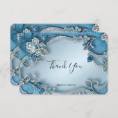 Blauw Bloemen Dank u kaart (Voorkant / Achterkant)