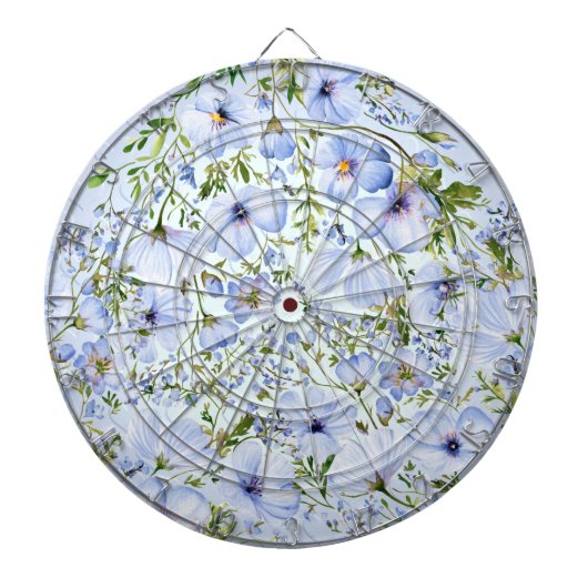 Blauw Bloemen Dartboard Dartbord (Voorkant)