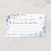 Blauw Bloemen Datum Nacht Ideeën Vrijgezellenfeest Informatiekaartje (Voorkant)