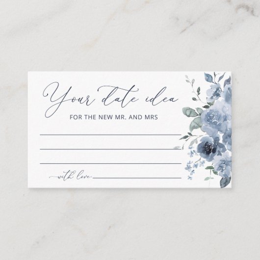 Blauw Bloemen Datum Nacht Ideeën Vrijgezellenfeest Informatiekaartje (Voorkant)