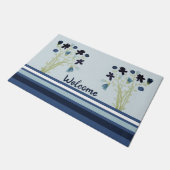 Blauw Bloemen Decoratief Deurmat (Schuin)