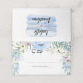 Blauw Bloemen DIY Bruiloft Plaats Kaart Plaatskaartje (Buitenkant ongevouwen)