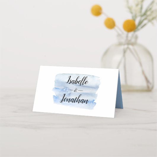 Blauw Bloemen DIY Bruiloft Plaats Kaart Plaatskaartje (Achterkant)