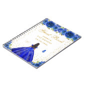 Blauw Bloemen Donkere Huid Prinses Gastenboek Notitieboek (Linkerzijde)