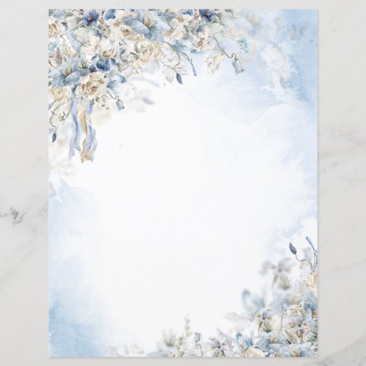 Blauw Bloemen Elegante Dankbaarheid Tijdschrift Pa (Achterkant)