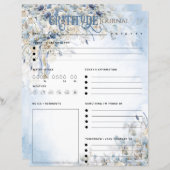 Blauw Bloemen Elegante Dankbaarheid Tijdschrift Pa (Voorkant / Achterkant)