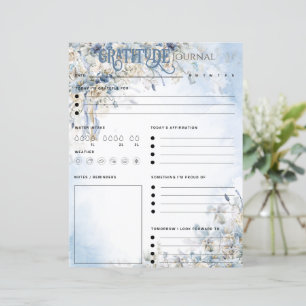 Blauw Bloemen Elegante Dankbaarheid Tijdschrift Pa