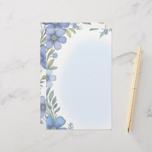 Blauw Bloemen Elegantie Stationery Set Briefpapier
