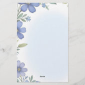 Blauw Bloemen Elegantie Stationery Set Briefpapier (Achterkant)