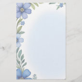 Blauw Bloemen Elegantie Stationery Set Briefpapier (Voorkant)