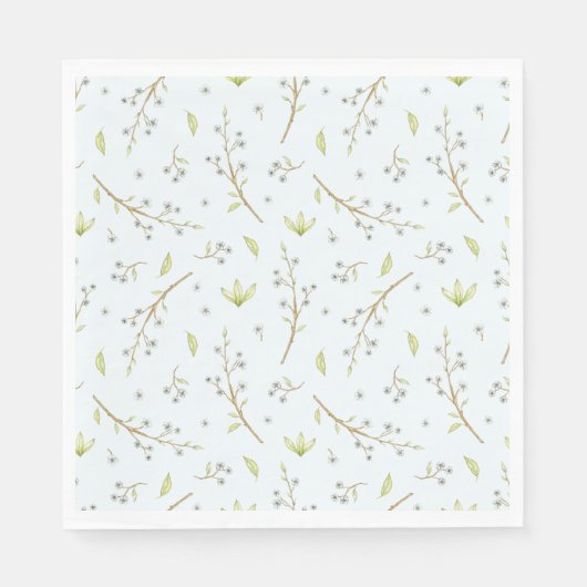 Blauw Bloemen en groen jongen baby shower Servet (Voorkant)