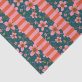 Blauw Bloemen en Roze Streep Tissuepapier (Detail)