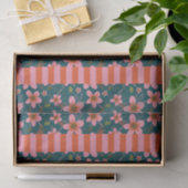 Blauw Bloemen en Roze Streep Tissuepapier (Geschenk)