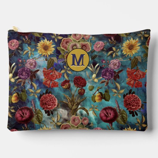  blauw Bloemen Etui (Voorkant)
