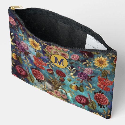  blauw Bloemen Etui (Open)
