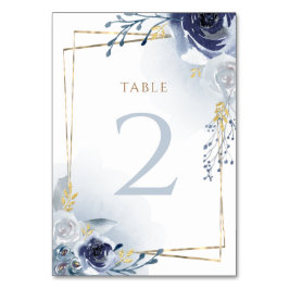 blauw bloemen faux gouden folie Doop Kaart