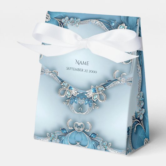 Blauw Bloemen Favoriet Box Bedankdoosjes (Voorkant Zijde)