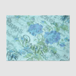  Blauw Bloemen Frans Parijs Postmark Patroon Tissuepapier