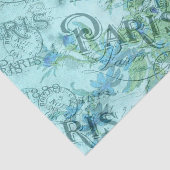  Blauw Bloemen Frans Parijs Postmark Patroon Tissuepapier (Detail)