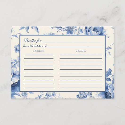 Blauw Bloemen Frans Vrijgezellenfeest van het toil Informatiekaartje (Voorkant)