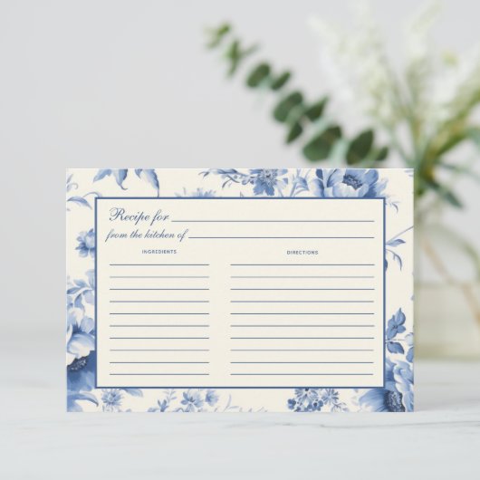 Blauw Bloemen Frans Vrijgezellenfeest van het toil Informatiekaartje (Staand voorkant)