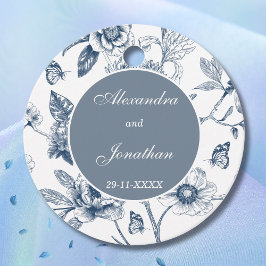 Blauw Bloemen Franse bruiloft Dank u Bedankjes Labels