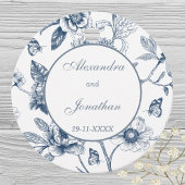 Blauw Bloemen Franse bruiloft Dank u Bedankjes Labels