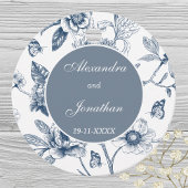 Blauw  Bloemen Franse bruiloft Dank u Bedankjes Labels