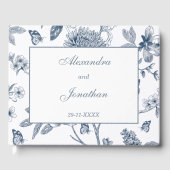 Blauw  Bloemen Franse bruiloft Gastenboek (Voorkant)