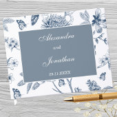 Blauw  Bloemen Franse bruiloft Gastenboek