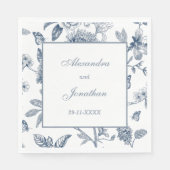 Blauw  Bloemen Franse bruiloft Servet (Voorkant)