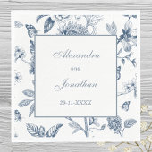 Blauw  Bloemen Franse bruiloft Servet