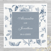 Blauw  Bloemen Franse bruiloft Servet