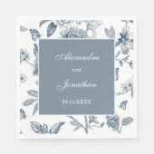 Blauw  Bloemen Franse bruiloft Servet (Voorkant)