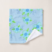 Blauw Bloemen gedrukt Bad Handdoek (Wasdoekje)