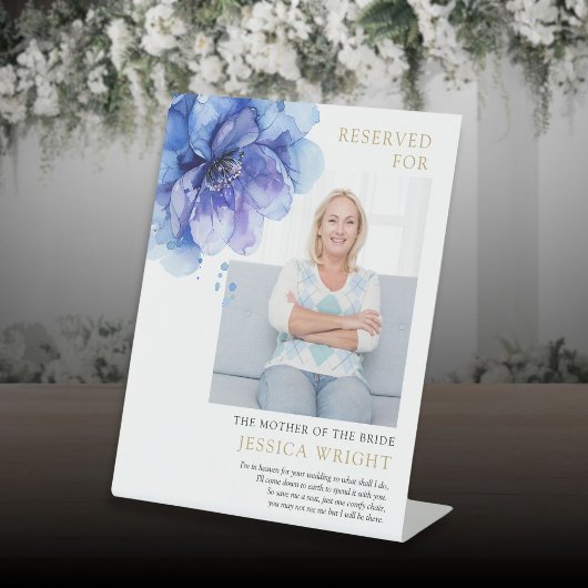 Blauw Bloemen Gereserveerd Save A Seat Foto Bruilo Reclamebord Met Voetstuk