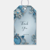 Blauw  Bloemen Gift Label Cadeaulabel (Voorkant)