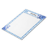 Blauw Bloemen Gingham_ Hersenen Dump Notitieblok (Schuin)